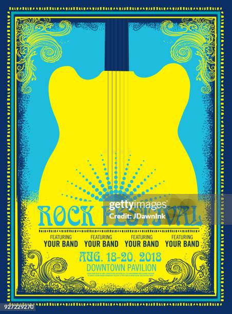 rock festival poster advertisement - music festival poster stock illustrations