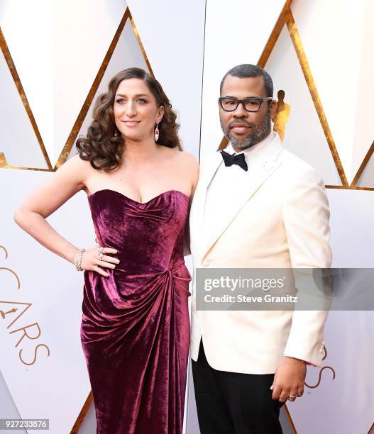 Chelsea Peretti and Jordan Peele attend the 90th Annual Academy Awards at Hollywood & Highland Center on March 4, 2018 in Hollywood, California.