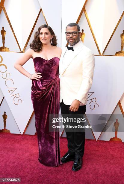 Chelsea Peretti and Jordan Peele attend the 90th Annual Academy Awards at Hollywood & Highland Center on March 4, 2018 in Hollywood, California.