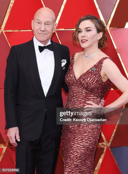 Patrick Stewart and Sunny Ozell attend the 90th Annual Academy Awards at Hollywood & Highland Center on March 4, 2018 in Hollywood, California.