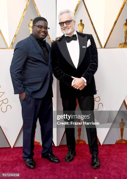 Lil Rel Howery and Bradley Whitford attend the 90th Annual Academy Awards at Hollywood & Highland Center on March 4, 2018 in Hollywood, California.