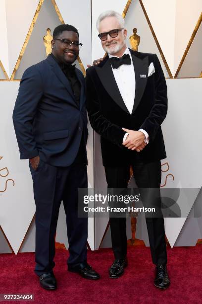 Milton 'Lil Rel' Howery and Bradley Whitford attend the 90th Annual Academy Awards at Hollywood & Highland Center on March 4, 2018 in Hollywood,...