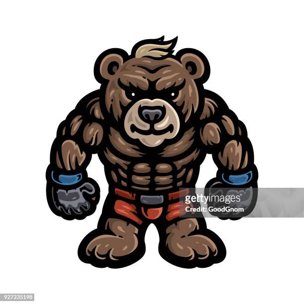 bear fighter - animal body stock illustrations