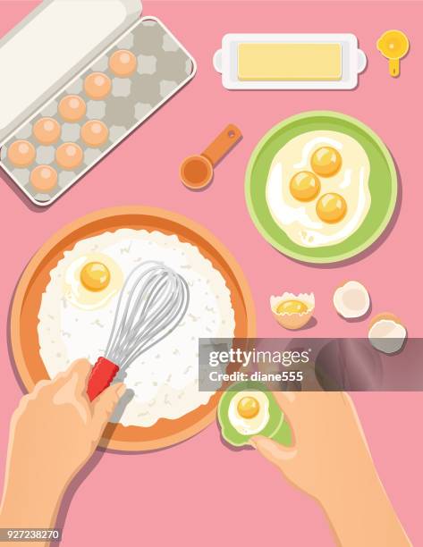 cooking and baking from above - measuring spoon stock illustrations