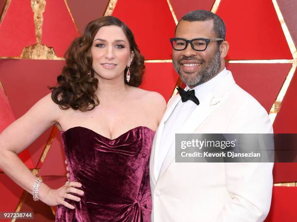 Chelsea Peretti and Jordan Peele attend the 90th Annual Academy Awards at Hollywood & Highland Center on March 4, 2018 in Hollywood, California.