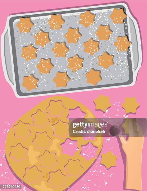 cooking and baking from above - baking ingredients overhead stock illustrations