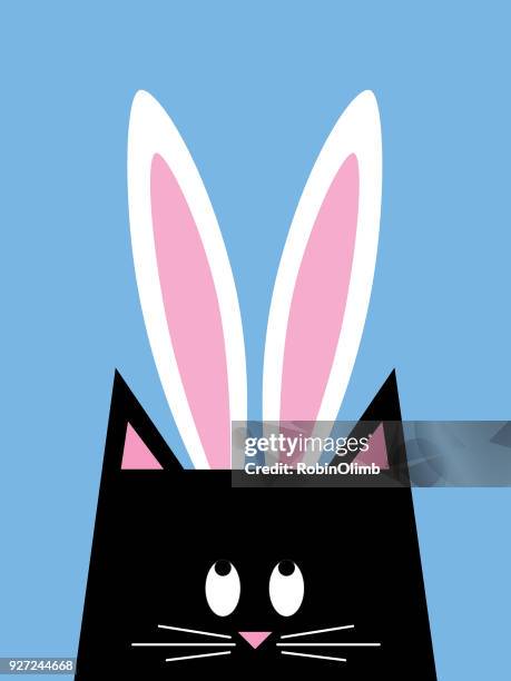 cat easter bunny - bunny ears stock illustrations