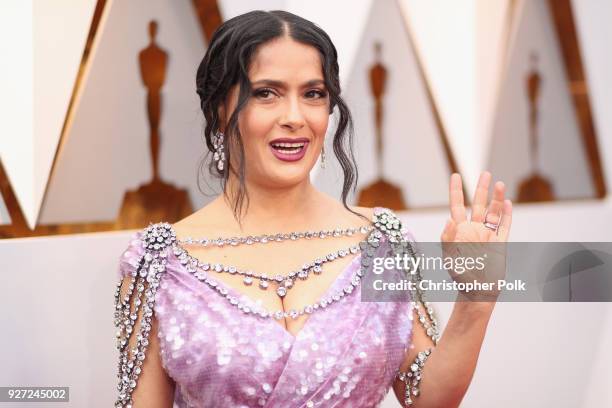 Salma Hayek Pinault attends the 90th Annual Academy Awards at Hollywood & Highland Center on March 4, 2018 in Hollywood, California.