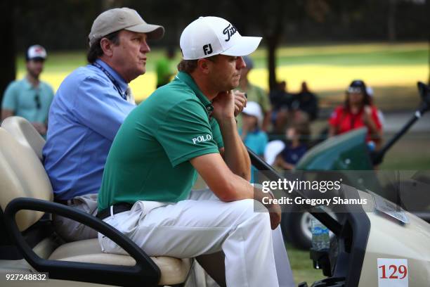 Justin Thomas reacts after loosing the Championship play off hole against Phil Mickelson during the final round of World Golf Championships-Mexico...