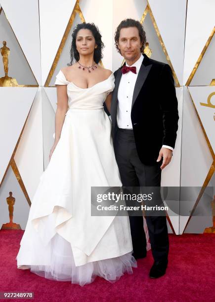 Matthew McConaughey and Camila Alves attend the 90th Annual Academy Awards at Hollywood & Highland Center on March 4, 2018 in Hollywood, California.