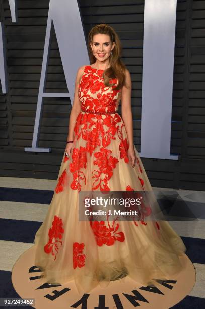 Television presenter Carly Steel attends the 2018 Vanity Fair Oscar Party hosted by Radhika Jones at the Wallis Annenberg Center for the Performing...