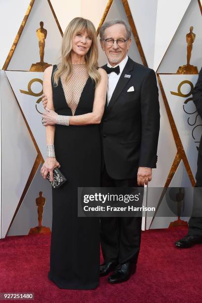 Kate Capshaw and Steven Spielberg attend the 90th Annual Academy Awards at Hollywood & Highland Center on March 4, 2018 in Hollywood, California.