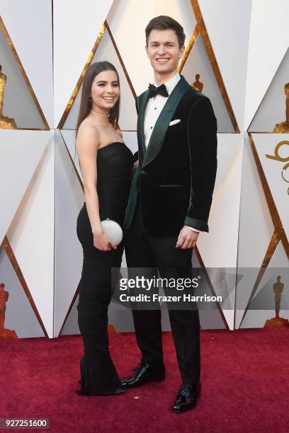 Violetta Komyshan and Ansel Elgort attend the 90th Annual Academy Awards at Hollywood & Highland Center on March 4, 2018 in Hollywood, California.