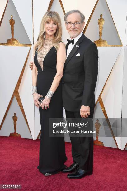 Kate Capshaw and Steven Spielberg attend the 90th Annual Academy Awards at Hollywood & Highland Center on March 4, 2018 in Hollywood, California.