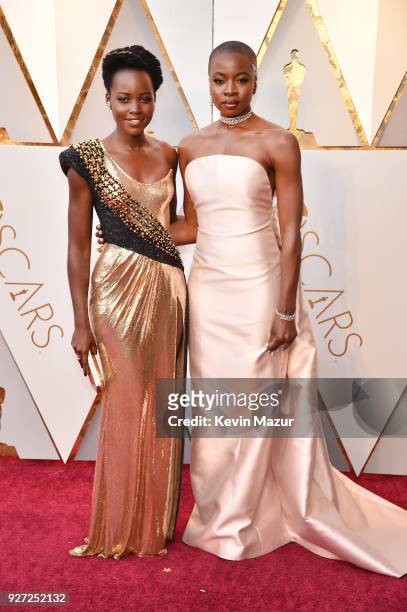 Lupita Nyong'o and Danai Gurira attend the 90th Annual Academy Awards at Hollywood & Highland Center on March 4, 2018 in Hollywood, California.