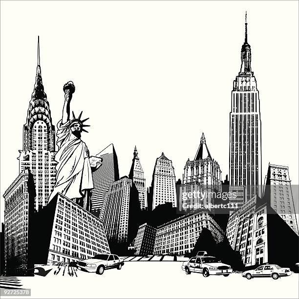 grungey new york superscene - empire state building vector stock illustrations