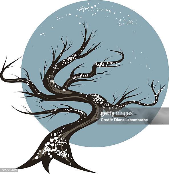 sketchy little tree in winter - bare winter trees stock illustrations