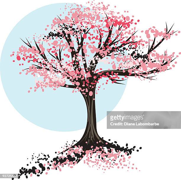 sketchy little tree - spring - cherry tree stock illustrations