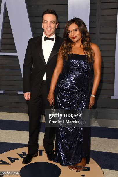 Novak and Mindy Kaling attend the 2018 Vanity Fair Oscar Party hosted by Radhika Jones at the Wallis Annenberg Center for the Performing Arts on...