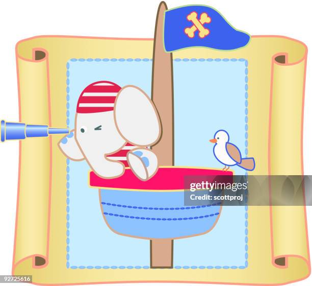 crows nest - pirate telescope stock illustrations