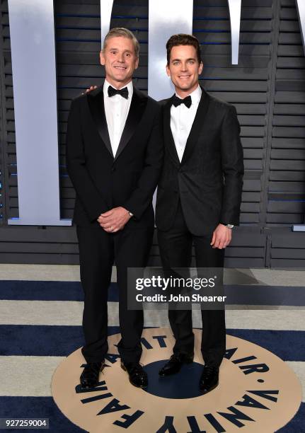 Simon Halls and actor Matt Bomer attend the 2018 Vanity Fair Oscar Party hosted by Radhika Jones at Wallis Annenberg Center for the Performing Arts...