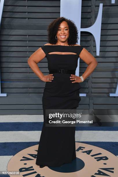 Shonda Rhimes attends the 2018 Vanity Fair Oscar Party hosted by Radhika Jones at Wallis Annenberg Center for the Performing Arts on March 4, 2018 in...