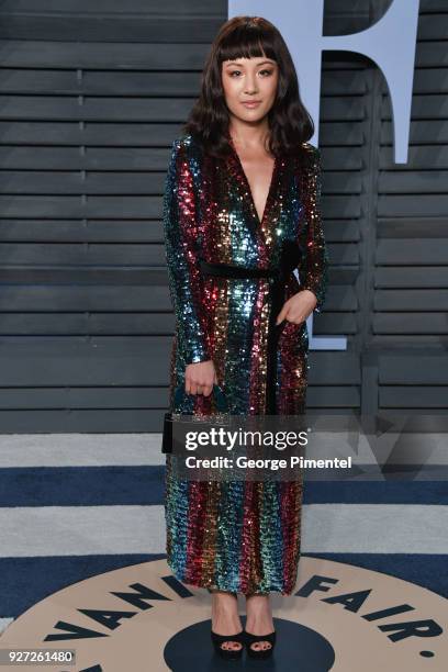 Actress Constance Wu attends the 2018 Vanity Fair Oscar Party hosted by Radhika Jones at Wallis Annenberg Center for the Performing Arts on March 4,...