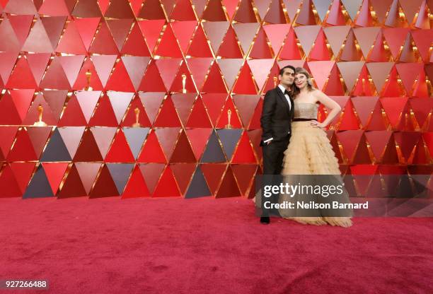 Kumail Nanjiani and Emily V. Gordon attend the 90th Annual Academy Awards at Hollywood & Highland Center on March 4, 2018 in Hollywood, California.