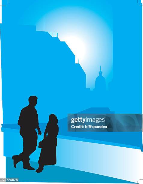 city couple silhouettes - vector - indianapolis vector stock illustrations