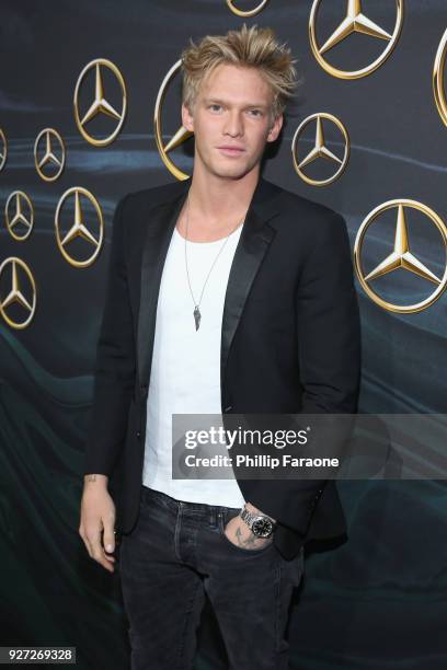 Recording artist Cody Simpson attends Mercedes-Benz USA Official Awards Viewing Party at Four Seasons, Beverly Hills, CA on March 4, 2018 in Los...