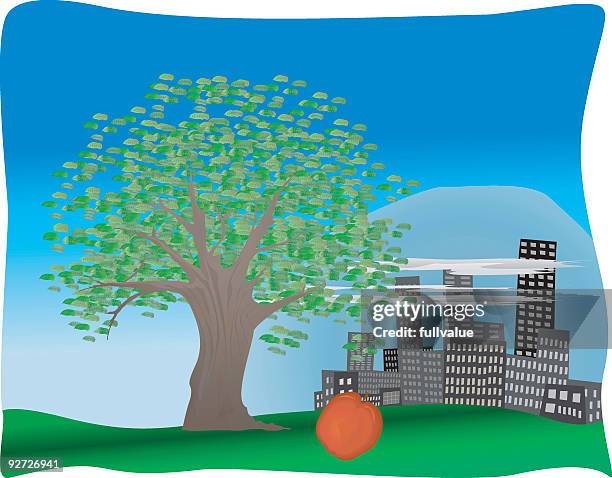 urban sprawl - apple trees stock illustrations