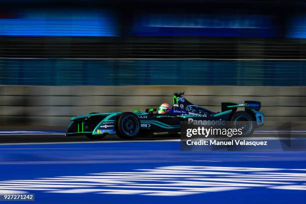 Nelson Piquet Jr of Brazil and Panasonic Jaguar Team competes during the Mexico E-Prix as part of the Formula E Championship at Autodromo Hermanos...