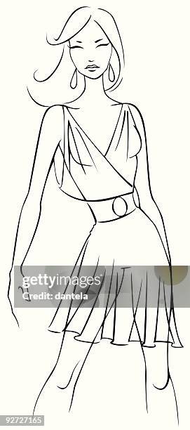 fashion model - couture model stock illustrations