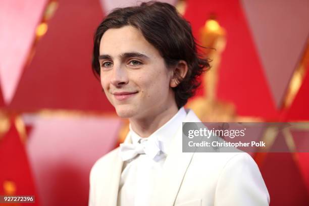 Timothee Chalamet attends the 90th Annual Academy Awards at Hollywood & Highland Center on March 4, 2018 in Hollywood, California.