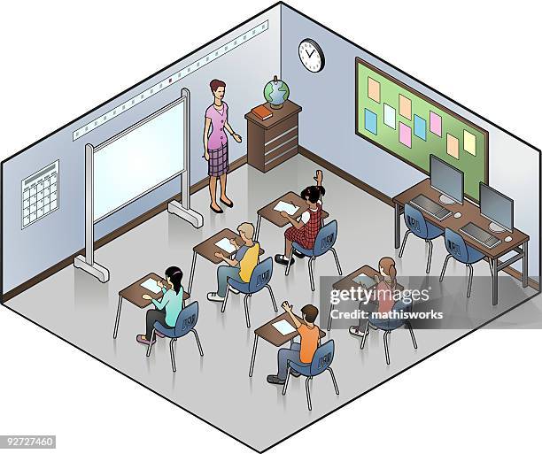 isometric classroom - mathisworks stock illustrations