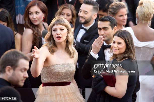 Emily V. Gordon and Kumail Nanjiani attend the 90th Annual Academy Awards at Hollywood & Highland Center on March 4, 2018 in Hollywood, California.