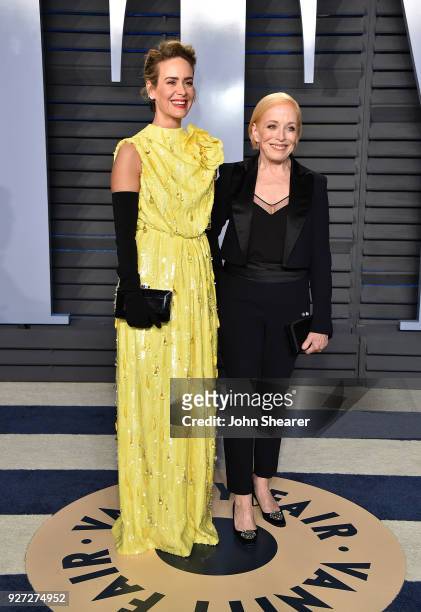 Actresses Sarah Paulson and Holland Taylor attend the 2018 Vanity Fair Oscar Party hosted by Radhika Jones at Wallis Annenberg Center for the...