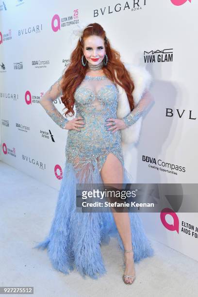 Phoebe Price attends the 26th annual Elton John AIDS Foundation Academy Awards Viewing Party sponsored by Bulgari, celebrating EJAF and the 90th...