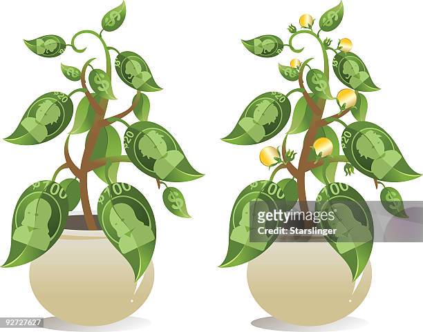 money tree - money doesn't grow on trees stock illustrations