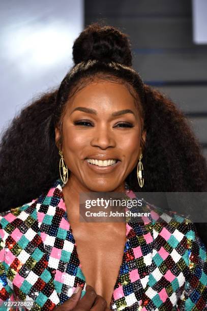 Actress Angela Bassett attends the 2018 Vanity Fair Oscar Party hosted by Radhika Jones at Wallis Annenberg Center for the Performing Arts on March...