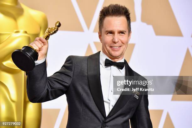 Sam Rockwell winner of the Best Supporting Actor for Three Billboards Outside Ebbing, Missouri poses in the press room during the 90th Annual...