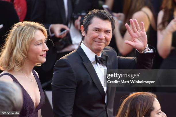 Yvonne Boismier Phillips and Lou Diamond Phillips attends the 90th Annual Academy Awards at Hollywood & Highland Center on March 4, 2018 in...