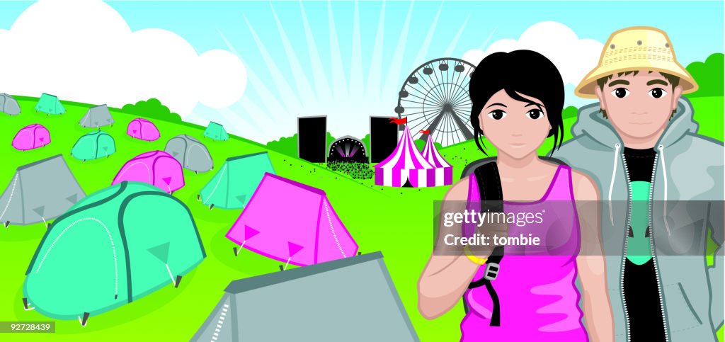 Young Couple At A Music Festival