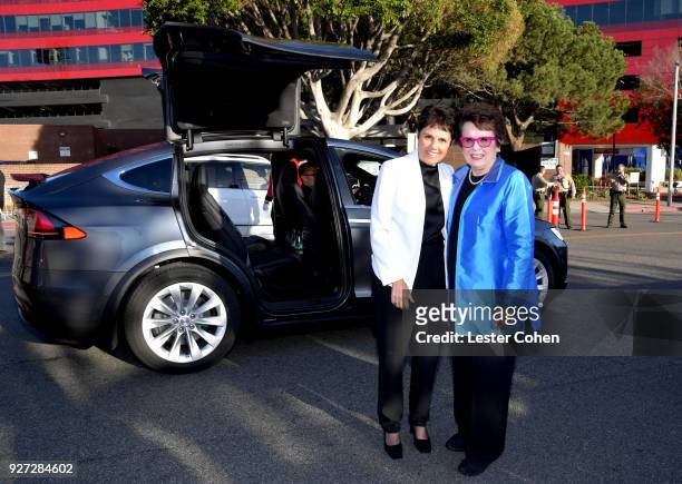Billie Jean King and Ilana Kloss attends the 26th annual Elton John AIDS Foundation Academy Awards Viewing Party sponsored by Bulgari, celebrating...