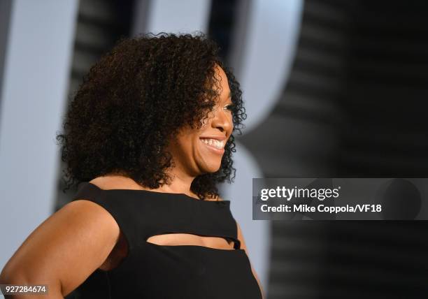 Shonda Rhimes attends the 2018 Vanity Fair Oscar Party hosted by Radhika Jones at Wallis Annenberg Center for the Performing Arts on March 4, 2018 in...