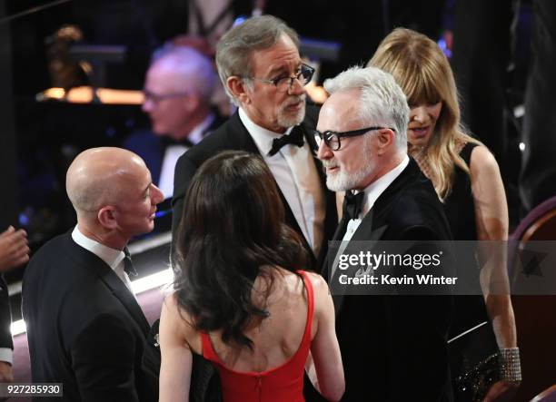 Steven Spielberg, Kate Capshaw, and Bradley Whitford during the 90th Annual Academy Awards at the Dolby Theatre at Hollywood & Highland Center on...