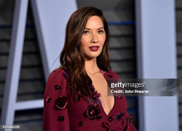 Actress Olivia Munn attends the 2018 Vanity Fair Oscar Party hosted by Radhika Jones at Wallis Annenberg Center for the Performing Arts on March 4,...