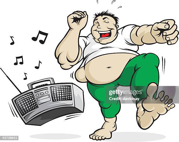 stockillustraties, clipart, cartoons en iconen met big man dancing - belly dancing