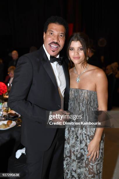 Lionel Richie and Sofia Richie attend the 26th annual Elton John AIDS Foundation Academy Awards Viewing Party sponsored by Bulgari, celebrating EJAF...