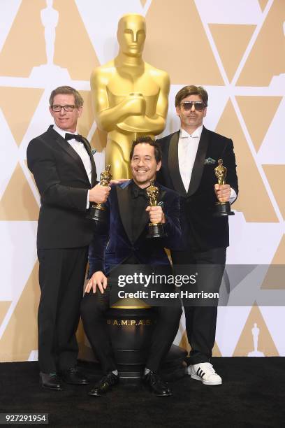 Set decorator Jeffrey A. Melvin, production designer Paul Denham Austerberry, and set decorator Shane Vieau, winners of the Best Production Design...